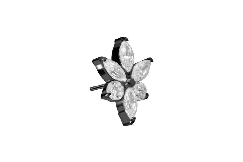 PIERCINGLINE Piercing-Set Titan Aufsatz mit Push Pin KRISTALLBLUME (Push Pins, 1-tlg) von PIERCINGLINE