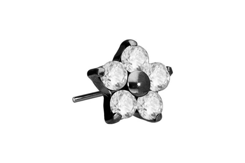 PIERCINGLINE Piercing-Set Titan Aufsatz mit Push Pin KRISTALLBLUME (Push Pins / 1 Stk) von PIERCINGLINE