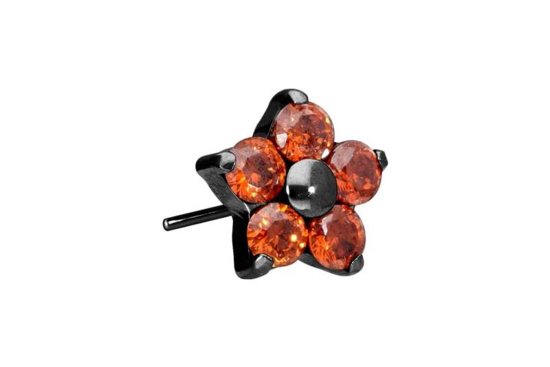 PIERCINGLINE Piercing-Set Titan Aufsatz mit Push Pin KRISTALLBLUME (Push Pins / 1 Stk) von PIERCINGLINE