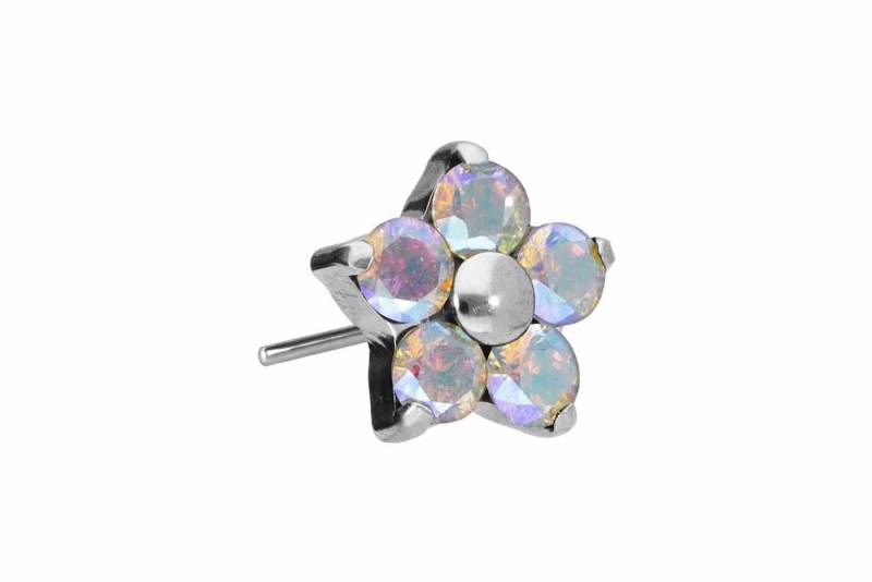 PIERCINGLINE Piercing-Set Titan Aufsatz mit Push Pin KRISTALLBLUME (Push Pins / 1 Stk) von PIERCINGLINE