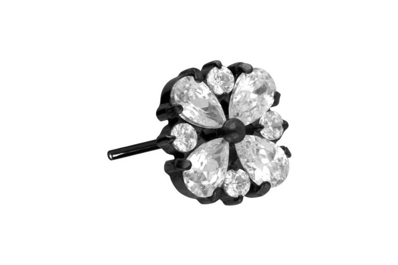 PIERCINGLINE Piercing-Set Titan Aufsatz mit Push Pin KRISTALLORNAMENT (Push Pins / 1 Stk) von PIERCINGLINE