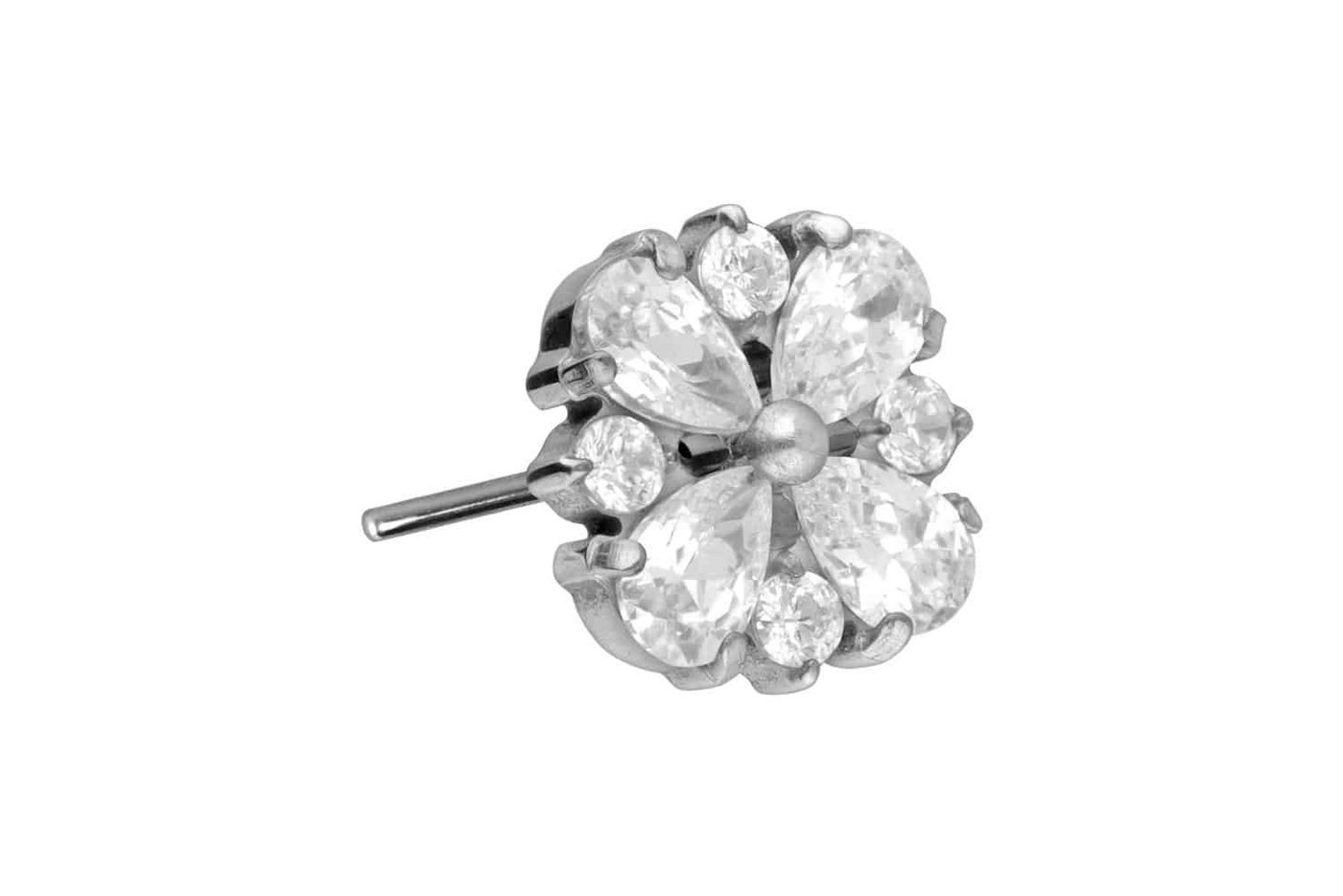 PIERCINGLINE Piercing-Set Titan Aufsatz mit Push Pin KRISTALLORNAMENT (Push Pins / 1 Stk) von PIERCINGLINE