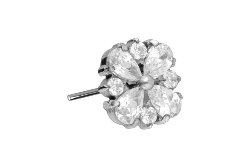 PIERCINGLINE Piercing-Set Titan Aufsatz mit Push Pin KRISTALLORNAMENT (Push Pins / 1 Stk) von PIERCINGLINE
