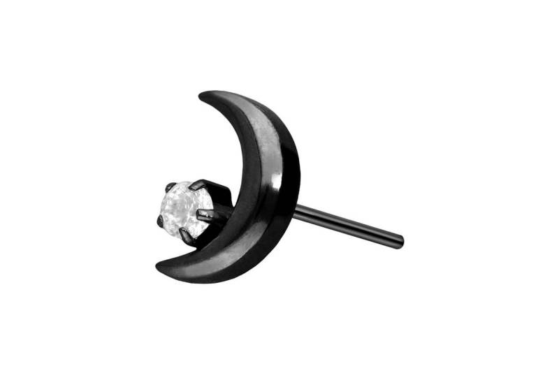 PIERCINGLINE Piercing-Set Titan Aufsatz mit Push Pin MOND + KRISTALL (Push Pins / 1 Stk) von PIERCINGLINE