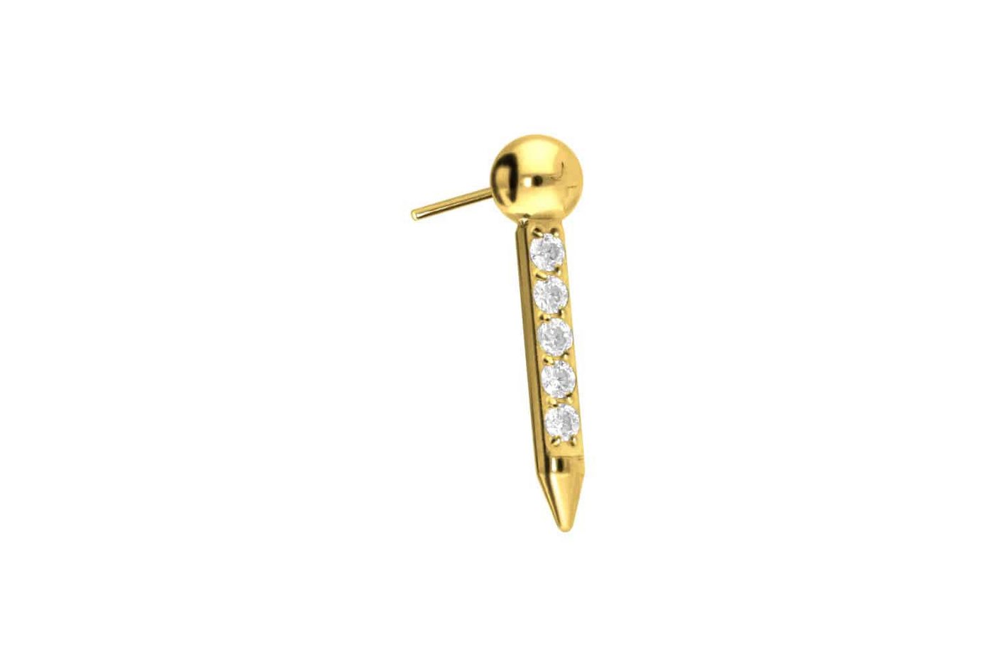PIERCINGLINE Piercing-Set Titan Aufsatz mit Push Pin NAGEL + EINGEFASSTE KRISTALLE (Push Pins, 1-tlg) von PIERCINGLINE
