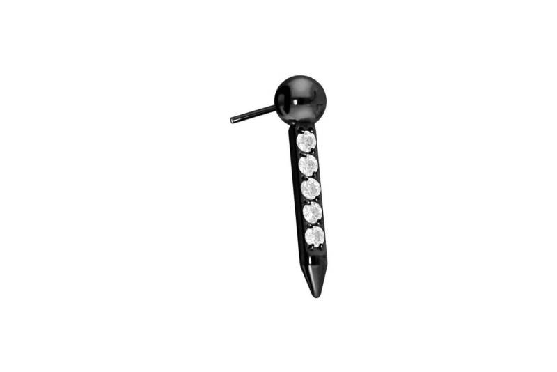 PIERCINGLINE Piercing-Set Titan Aufsatz mit Push Pin NAGEL + EINGEFASSTE KRISTALLE (Push Pins / 1 Stk) von PIERCINGLINE