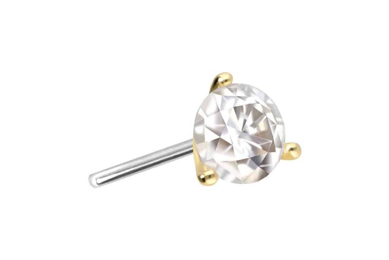PIERCINGLINE Piercing-Set 14 Karat Gold Aufsatz mit Titan Push Pin MOISSANIT (Push Pins / 1 Stk) von PIERCINGLINE