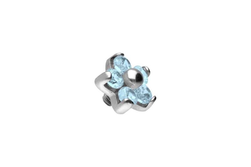 PIERCINGLINE Piercing-Set Titan Dermal Anchor Aufsatz BLUME MIT 5 KRISTALLEN (Schraub-Aufsätze / 1 Stk) von PIERCINGLINE