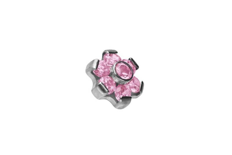 PIERCINGLINE Piercing-Set Titan Dermal Anchor Aufsatz BLUME MIT 7 KRISTALLEN (Schraub-Aufsätze / 1 Stk) von PIERCINGLINE