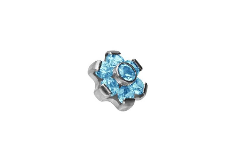 PIERCINGLINE Piercing-Set Titan Dermal Anchor Aufsatz BLUME MIT 7 KRISTALLEN (Schraub-Aufsätze / 1 Stk) von PIERCINGLINE