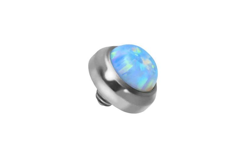 PIERCINGLINE Piercing-Set Titan Dermal Anchor Aufsatz DISC + SYNTHETISCHER OPAL (Schraub-Aufsätze / 1 Stk) von PIERCINGLINE