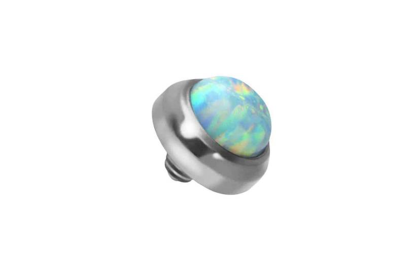 PIERCINGLINE Piercing-Set Titan Dermal Anchor Aufsatz DISC + SYNTHETISCHER OPAL (Schraub-Aufsätze / 1 Stk) von PIERCINGLINE