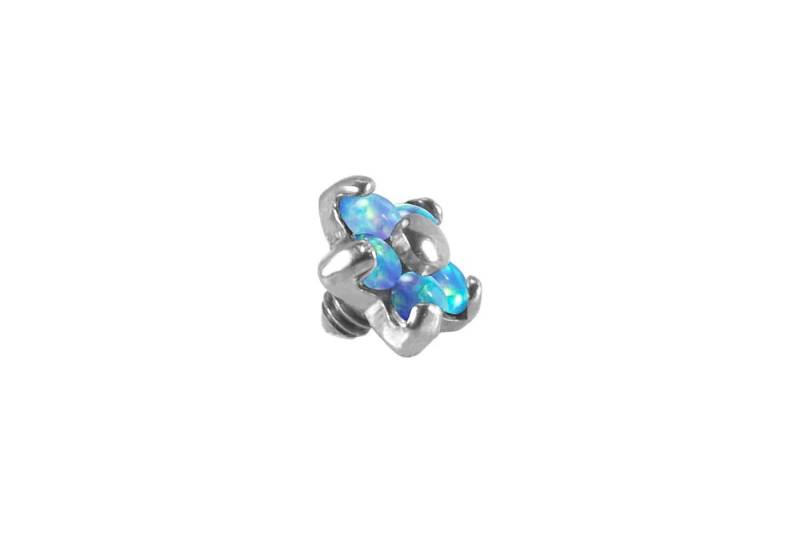 PIERCINGLINE Piercing-Set Titan Dermal Anchoraufsatz BLUME MIT 5 SYNTHETISCHEN OPALEN (Schraub-Aufsätze / 1 Stk) von PIERCINGLINE