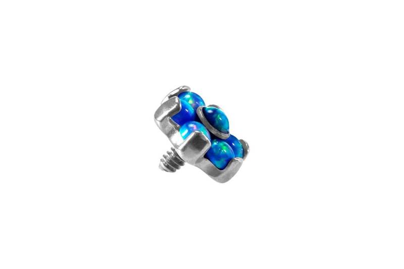 PIERCINGLINE Piercing-Set Titan Dermal Anchoraufsatz BLUME MIT 7 SYNTHETISCHEN OPALEN (Schraub-Aufsätze / 1 Stk) von PIERCINGLINE