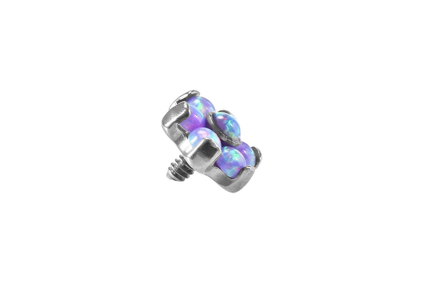 PIERCINGLINE Piercing-Set Titan Dermal Anchoraufsatz BLUME MIT 7 SYNTHETISCHEN OPALEN (Schraub-Aufsätze / 1 Stk) von PIERCINGLINE