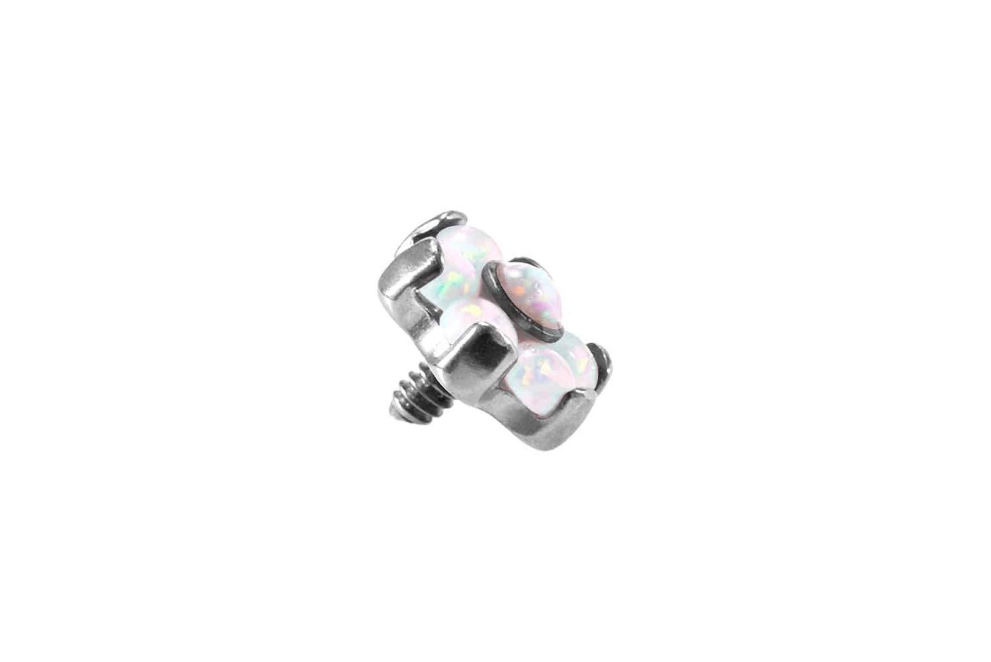 PIERCINGLINE Piercing-Set Titan Dermal Anchoraufsatz BLUME MIT 7 SYNTHETISCHEN OPALEN (Schraub-Aufsätze / 1 Stk) von PIERCINGLINE