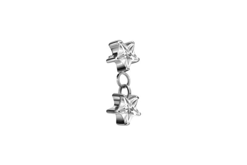 PIERCINGLINE Piercing-Set Titan Schraubaufsatz mit Außengewinde 2 EINGEFASSTE KRISTALLSTERNE (Schraub-Aufsätze, 1-tlg) von PIERCINGLINE