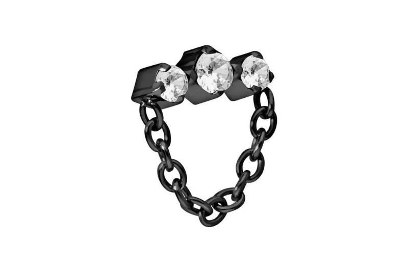 PIERCINGLINE Piercing-Set Titan Schraubaufsatz mit Außengewinde 3 EINGEFASSTE KRISTALLE + KETTE (Schraub-Aufsätze, 1-tlg) von PIERCINGLINE