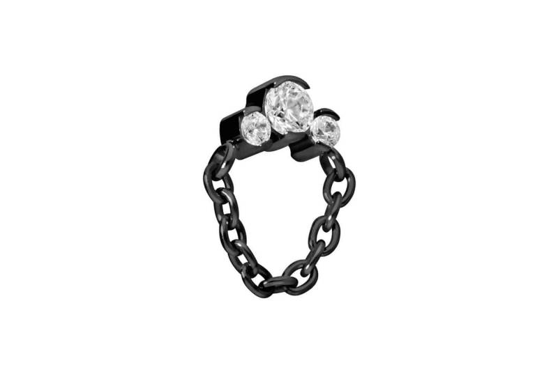 PIERCINGLINE Piercing-Set Titan Schraubaufsatz mit Außengewinde 3 EINGEFASSTE KRISTALLE + KETTE (Schraub-Aufsätze, 1-tlg) von PIERCINGLINE