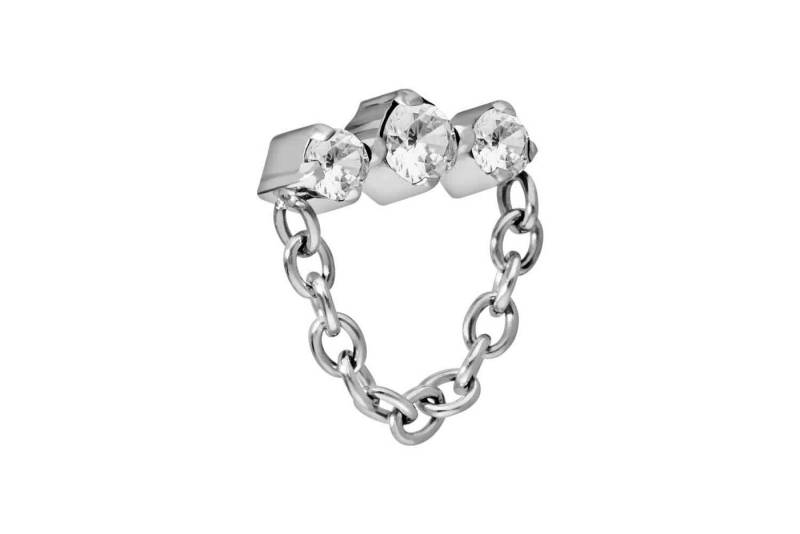 PIERCINGLINE Piercing-Set Titan Schraubaufsatz mit Außengewinde 3 EINGEFASSTE KRISTALLE + KETTE (Schraub-Aufsätze, 1-tlg) von PIERCINGLINE