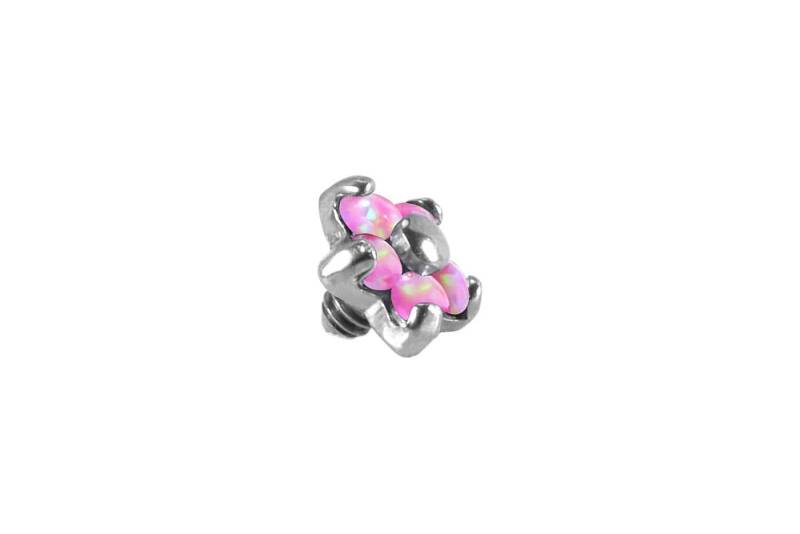 PIERCINGLINE Piercing-Set Titan Schraubaufsatz mit Außengewinde BLUME MIT 5 SYNTHETISCHEN OPALEN (Schraub-Aufsätze / 1 Stk) von PIERCINGLINE