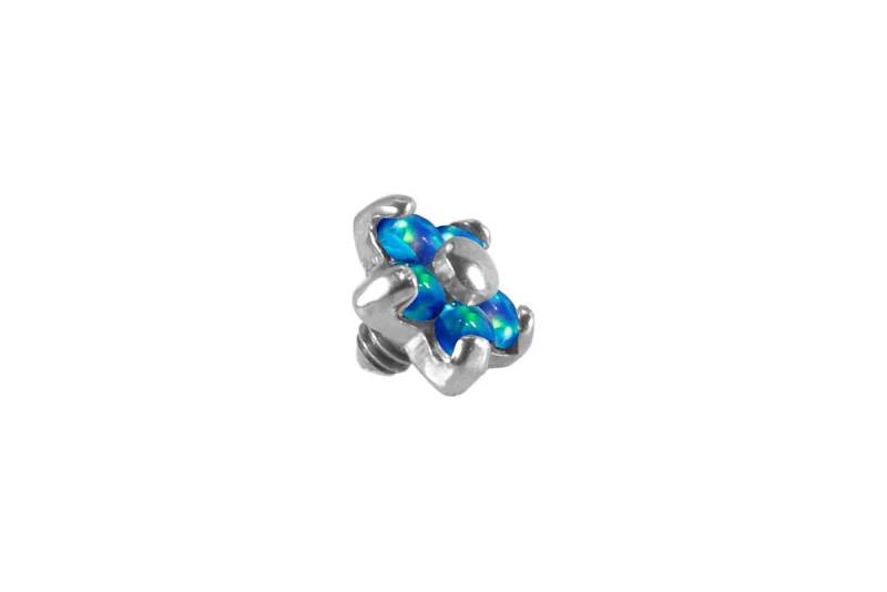 PIERCINGLINE Piercing-Set Titan Schraubaufsatz mit Außengewinde BLUME MIT 5 SYNTHETISCHEN OPALEN (Schraub-Aufsätze / 1 Stk) von PIERCINGLINE