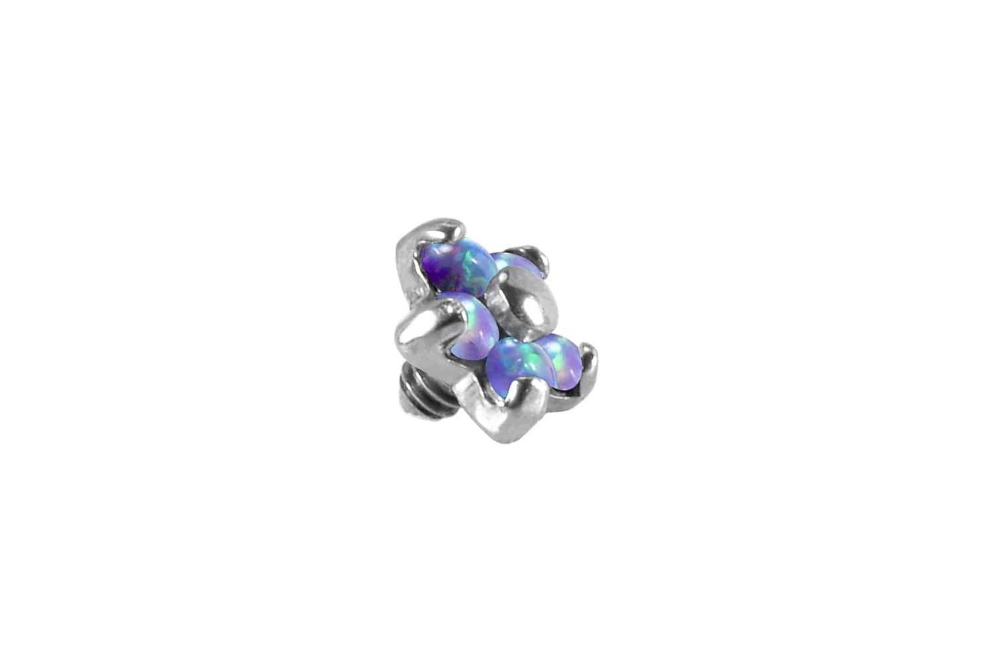 PIERCINGLINE Piercing-Set Titan Schraubaufsatz mit Außengewinde BLUME MIT 5 SYNTHETISCHEN OPALEN (Schraub-Aufsätze / 1 Stk) von PIERCINGLINE