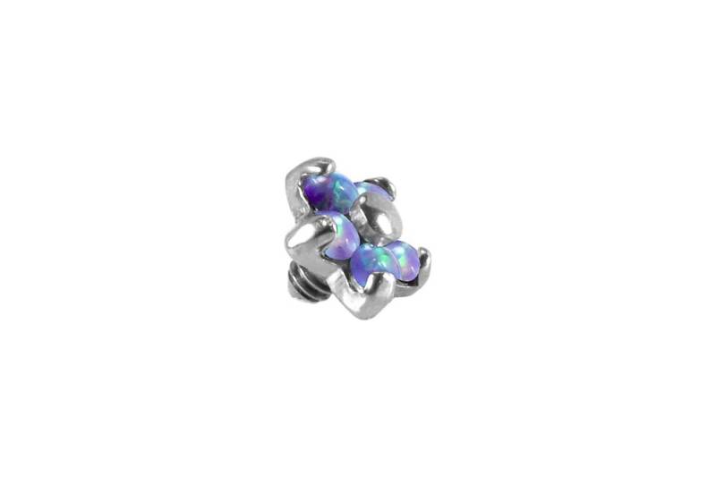 PIERCINGLINE Piercing-Set Titan Schraubaufsatz mit Außengewinde BLUME MIT 5 SYNTHETISCHEN OPALEN (Schraub-Aufsätze / 1 Stk) von PIERCINGLINE
