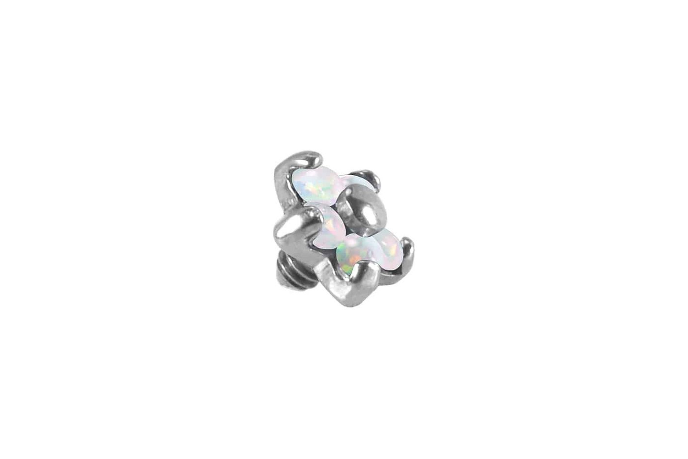 PIERCINGLINE Piercing-Set Titan Schraubaufsatz mit Außengewinde BLUME MIT 5 SYNTHETISCHEN OPALEN (Schraub-Aufsätze / 1 Stk) von PIERCINGLINE