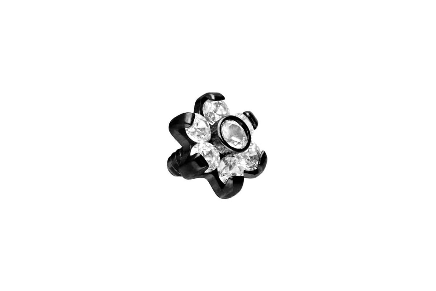 PIERCINGLINE Piercing-Set Titan Schraubaufsatz mit Außengewinde BLUME MIT 7 KRISTALLEN (Schraub-Aufsätze, 1-tlg) von PIERCINGLINE