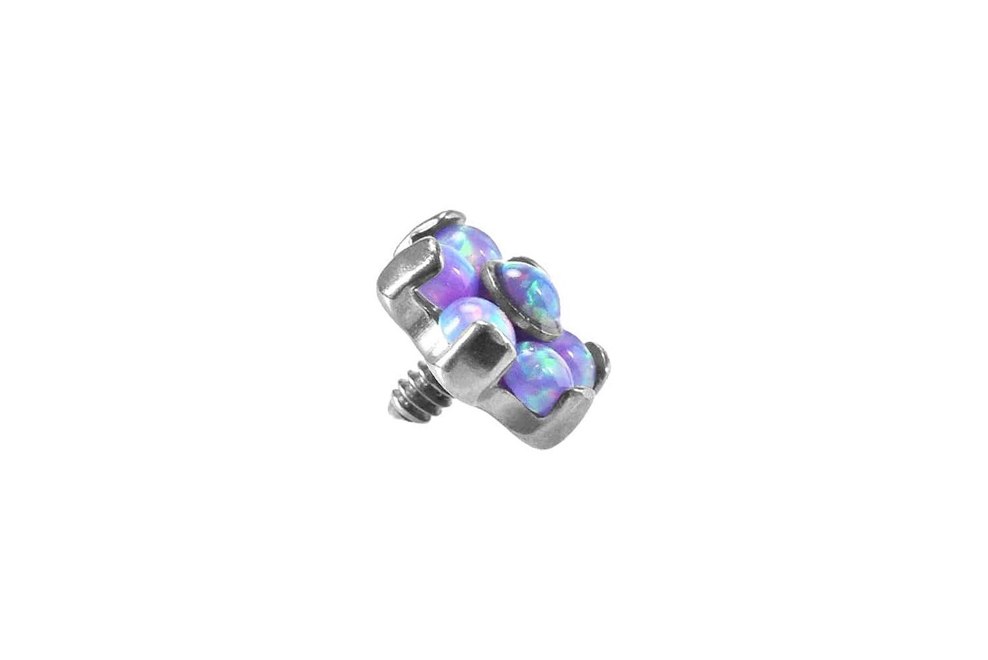 PIERCINGLINE Piercing-Set Titan Schraubaufsatz mit Außengewinde BLUME MIT 7 SYNTHETISCHEN OPALEN (Schraub-Aufsätze / 1 Stk) von PIERCINGLINE