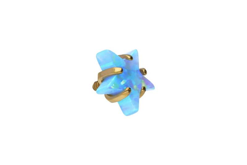 PIERCINGLINE Piercing-Set Titan Schraubaufsatz mit Außengewinde STERN + SYNTHETISCHER OPAL (Schraub-Aufsätze / 1 Stk) von PIERCINGLINE