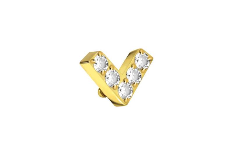 PIERCINGLINE Piercing-Set Titan Schraubaufsatz mit Außengewinde V + EINGEFASSTE KRISTALLE (Schraub-Aufsätze / 1 Stk) von PIERCINGLINE