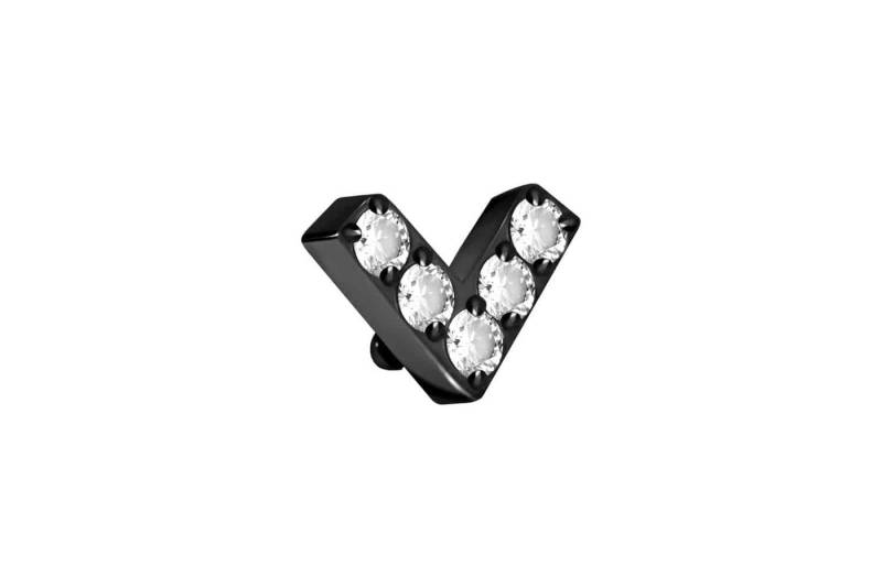 PIERCINGLINE Piercing-Set Titan Schraubaufsatz mit Außengewinde V + EINGEFASSTE KRISTALLE (Schraub-Aufsätze / 1 Stk) von PIERCINGLINE