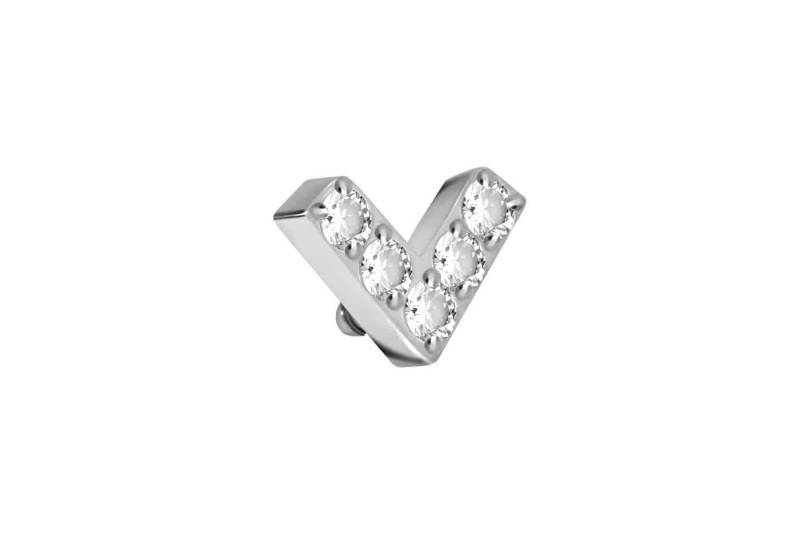 PIERCINGLINE Piercing-Set Titan Schraubaufsatz mit Außengewinde V + EINGEFASSTE KRISTALLE (Schraub-Aufsätze, 1-tlg) von PIERCINGLINE