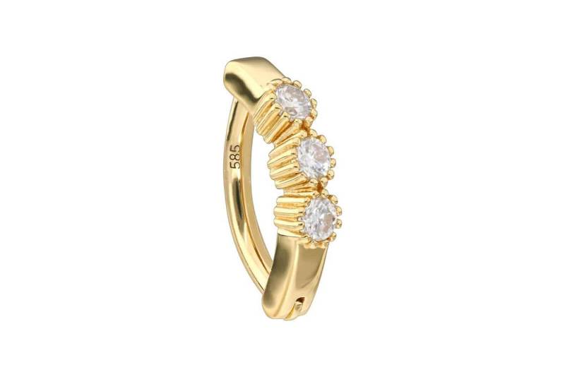 PIERCINGLINE Bauchnabelpiercing 14/18 Karat Gold Bauchnabelclicker BOGEN + 3 EINGEFASSTE MOISSANITE (Clicker, 1-tlg) von PIERCINGLINE