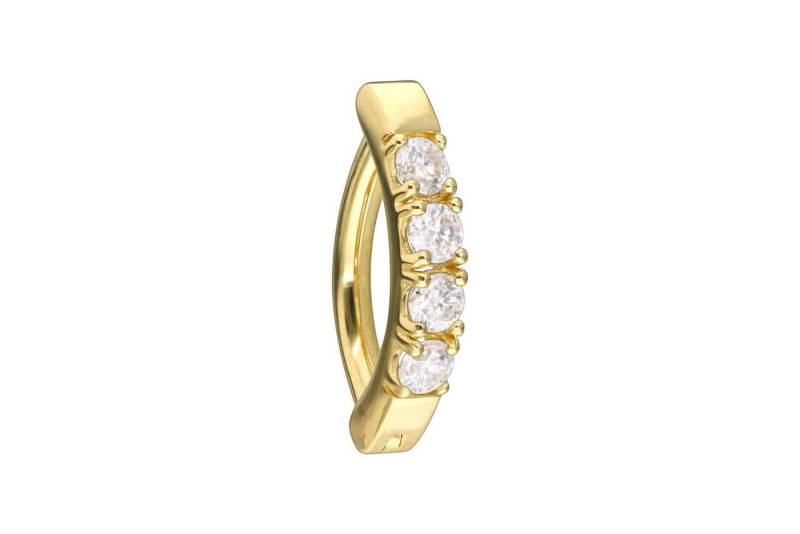 PIERCINGLINE Bauchnabelpiercing 14/18 Karat Gold Bauchnabelclicker BOGEN + 4 EINGEFASSTE MOISSANITE (Clicker, 1-tlg) von PIERCINGLINE