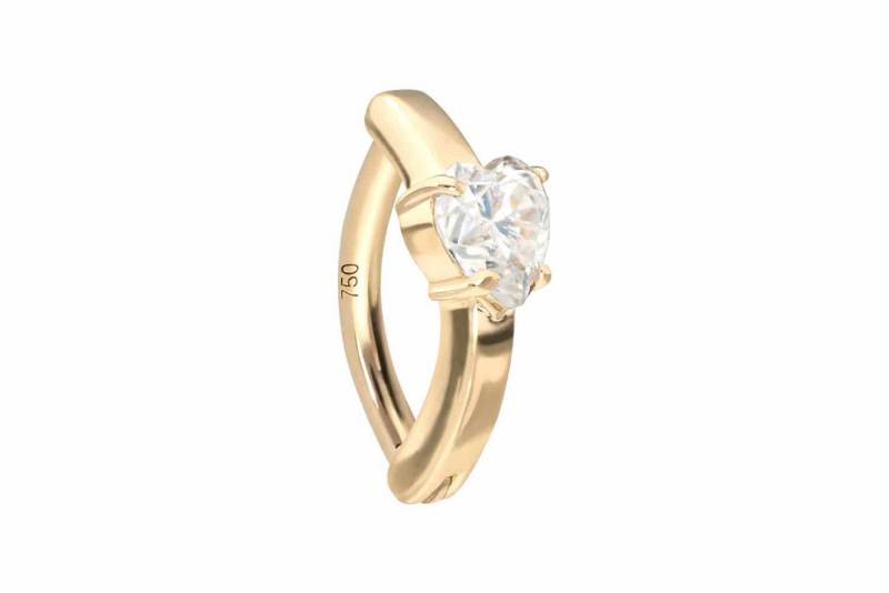 PIERCINGLINE Bauchnabelpiercing 14/18 Karat Gold Bauchnabelclicker BOGEN + MOISSANIT-HERZ (Clicker, 1-tlg) von PIERCINGLINE