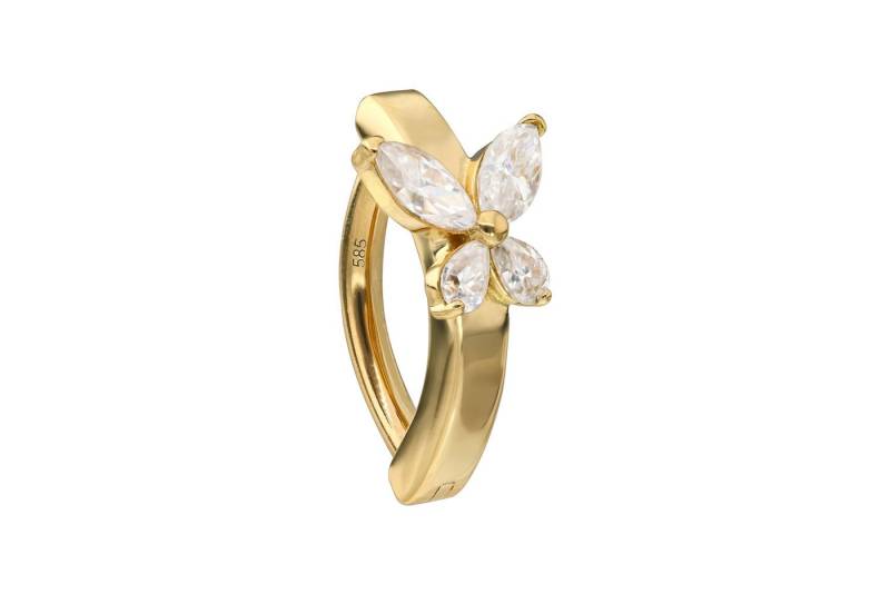 PIERCINGLINE Bauchnabelpiercing 14/18 Karat Gold Bauchnabelclicker BOGEN + MOISSANIT-SCHMETTERLING (Clicker, 1-tlg) von PIERCINGLINE