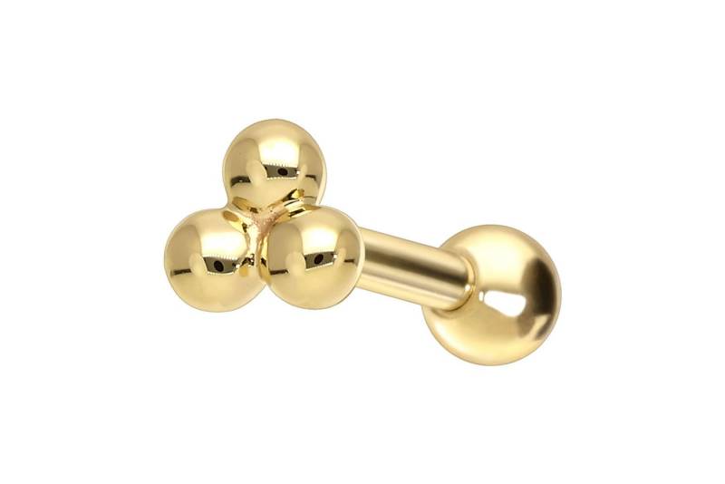 PIERCINGLINE Piercing-Set 14/18 Karat Gold Ohrpiercing 3 KUGELN (Mini-Barbells, 1-tlg) von PIERCINGLINE