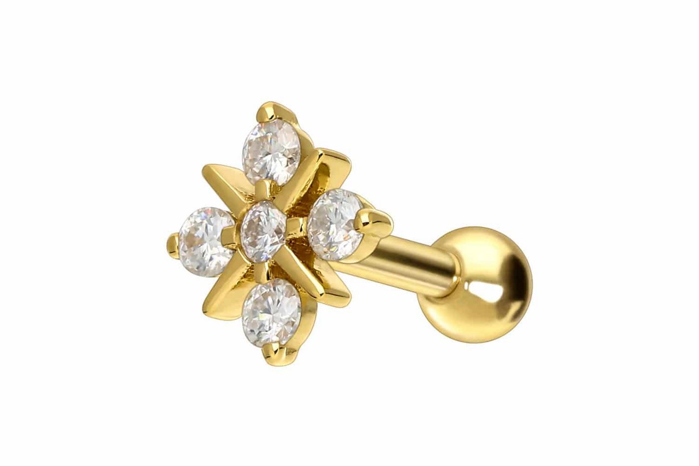 PIERCINGLINE Piercing-Set 14/18 Karat Gold Ohrpiercing MOISSANIT-STERN (Mini-Barbells, 1-tlg) von PIERCINGLINE