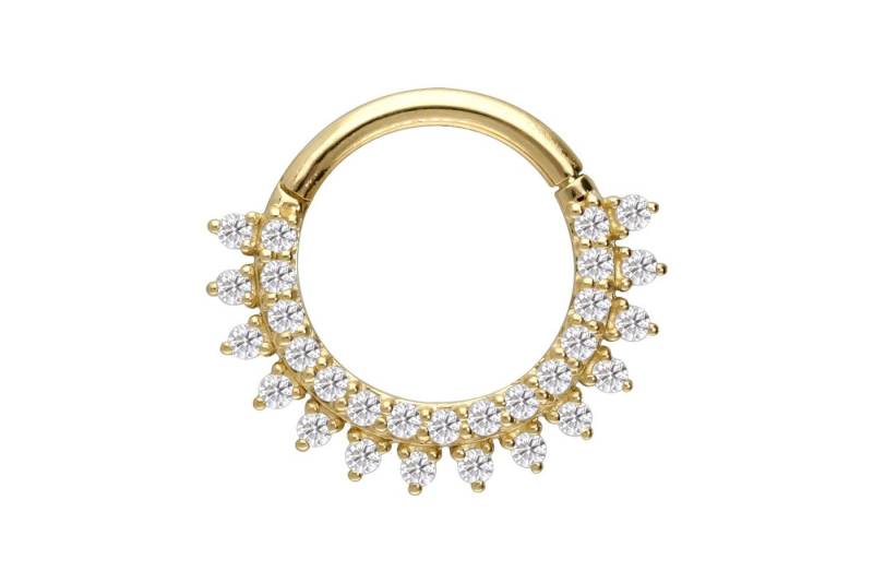 PIERCINGLINE Nasenpiercing 14/18 Karat Gold Segmentring Clicker EINGEFASSTE MOISSANITE (Clicker, 1-tlg), Ohrpiercing für Conch, Helix, Tragus, Daith, Lobe von PIERCINGLINE