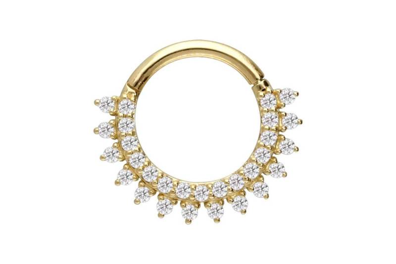 PIERCINGLINE Nasenpiercing 14/18 Karat Gold Segmentring Clicker EINGEFASSTE MOISSANITE (Clicker, 1-tlg), Ohrpiercing für Conch, Helix, Tragus, Daith, Lobe von PIERCINGLINE