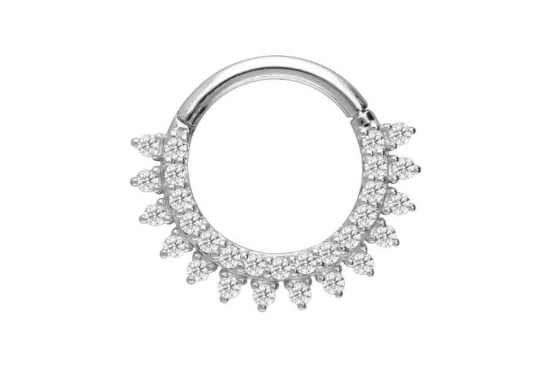PIERCINGLINE Nasenpiercing 14/18 Karat Gold Segmentring Clicker EINGEFASSTE MOISSANITE (Clicker / 1 Stk) von PIERCINGLINE