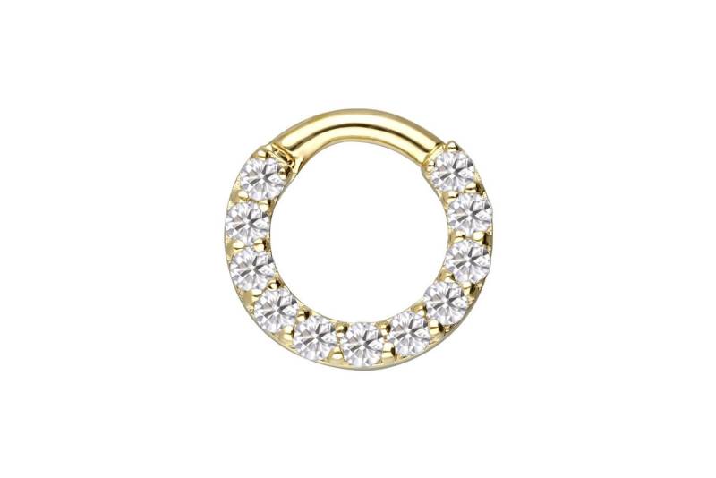 PIERCINGLINE Nasenpiercing 14/18 Karat Gold Segmentring Clicker EINGEFASSTE MOISSANITE (Clicker, 1-tlg), Ohrpiercing für Conch, Helix, Tragus, Daith, Lobe von PIERCINGLINE
