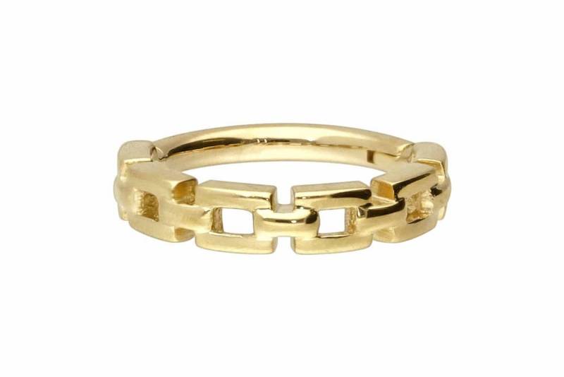 PIERCINGLINE Nasenpiercing 14/18 Karat Gold Segmentring Clicker KETTEN-DESIGN (Clicker / 1 Stk) von PIERCINGLINE