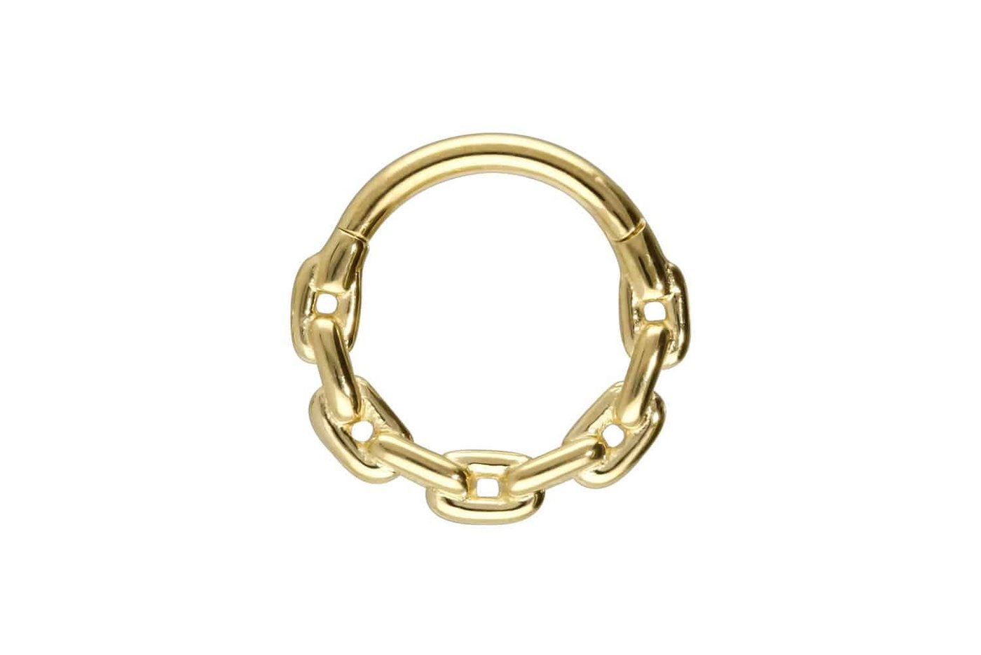 PIERCINGLINE Nasenpiercing 14/18 Karat Gold Segmentring Clicker KETTEN-DESIGN Ohrpiercing Septum (Clicker, 1-tlg), Ohrpiercing für Conch, Helix, Tragus, Daith, Lobe von PIERCINGLINE