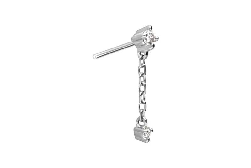 PIERCINGLINE Piercing-Set 14 Karat Gold Aufsatz mit Titan Push Pin 2 MOISSANITE + KETTE (Push Pins / 1 Stk) von PIERCINGLINE