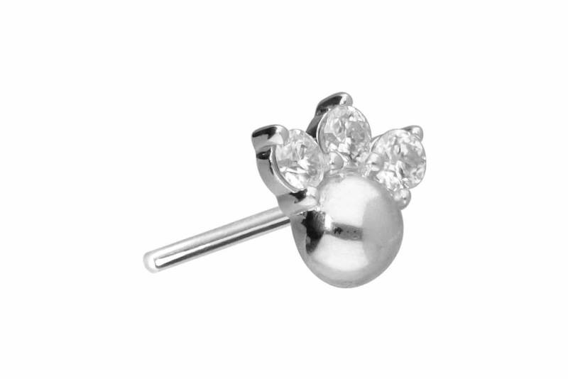 PIERCINGLINE Piercing-Set 14 Karat Gold Aufsatz mit Titan Push Pin 3 MOISSANITE + KUGEL (Push Pins / 1 Stk) von PIERCINGLINE