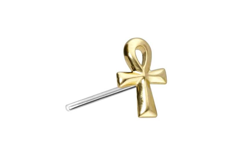 PIERCINGLINE Piercing-Set 14 Karat Gold Aufsatz mit Titan Push Pin ÄGYPTISCHES KREUZ (Push Pins, 1-tlg) von PIERCINGLINE
